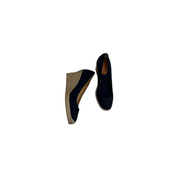 Jcrew navy rattan wedge‎ size 10 - Picture 1 of 5